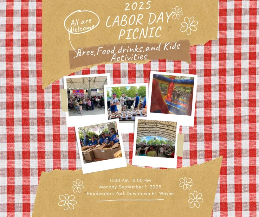 This is the 2025 Labor Day picnic flyer which includes the date, time, location, and pictures.
