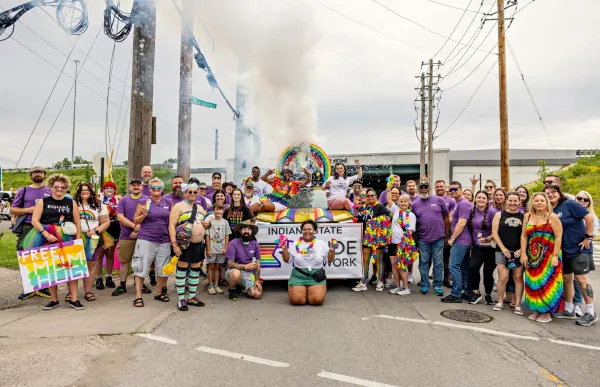 Union members involved in Pride at Work, IBEW Local 481, and NATCA are pictured ahead of the Indy Pride Parade.